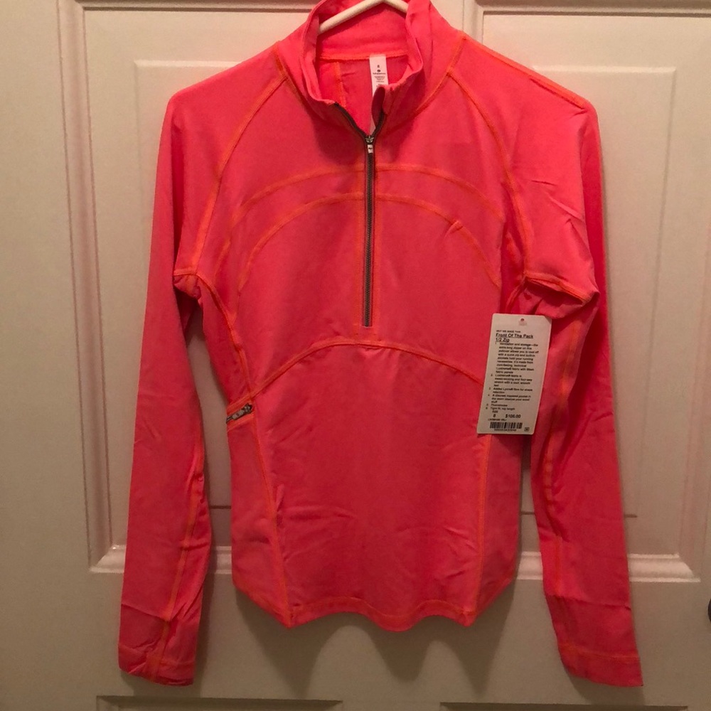 Lululemon Front of the Pack 1/2 Zip Shirt 8 Orange